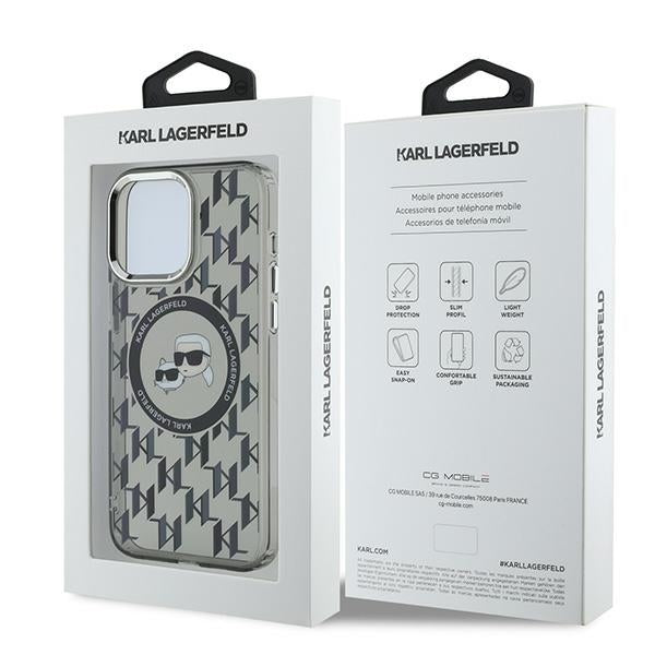 MagSafe cover til Apple iPhone 15 Pro, Karl Lagerfeld, IML Monogram Karl & Choupette's Heads, Sort