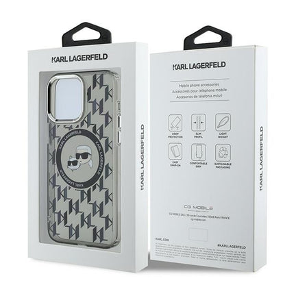 MagSafe cover til Apple iPhone 15 Pro, Karl Lagerfeld, IML Monogram Karl & Choupette's Heads, Sort