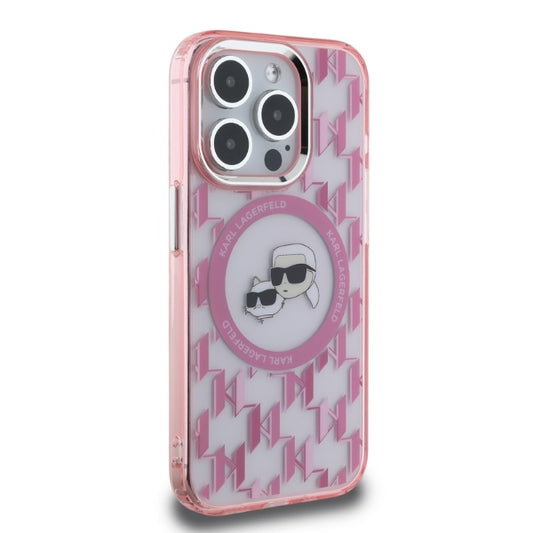 MagSafe cover til Apple iPhone 15 Pro, Karl Lagerfeld, IML Monogram Karl & Choupette's Heads, Pink