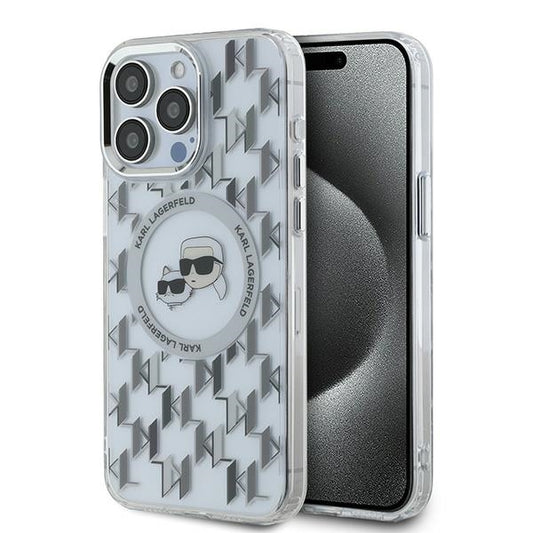 MagSafe cover til Apple iPhone 15 Pro, Karl Lagerfeld, IML Monogram Karl & Choupette's Heads, Transparent