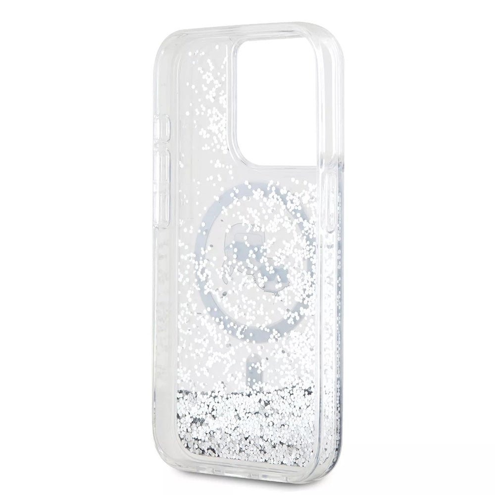 MagSafe cover til Apple iPhone 15 Pro, Karl Lagerfeld, Liquid Glitter Karl & Choupette's Heads, Transparent