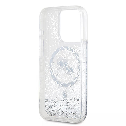 MagSafe cover til Apple iPhone 15 Pro, Karl Lagerfeld, Liquid Glitter Karl & Choupette's Heads, Transparent