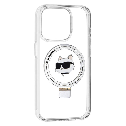 MagSafe cover til Apple iPhone 15 Pro, Karl Lagerfeld, Ring Stand Choupette's Head, Hvid