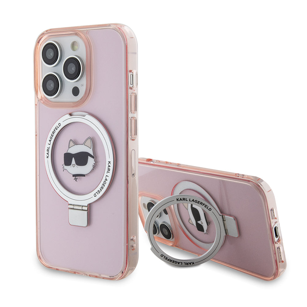 MagSafe cover til Apple iPhone 15 Pro, Karl Lagerfeld, Ring Stand Choupette's Head, Pink