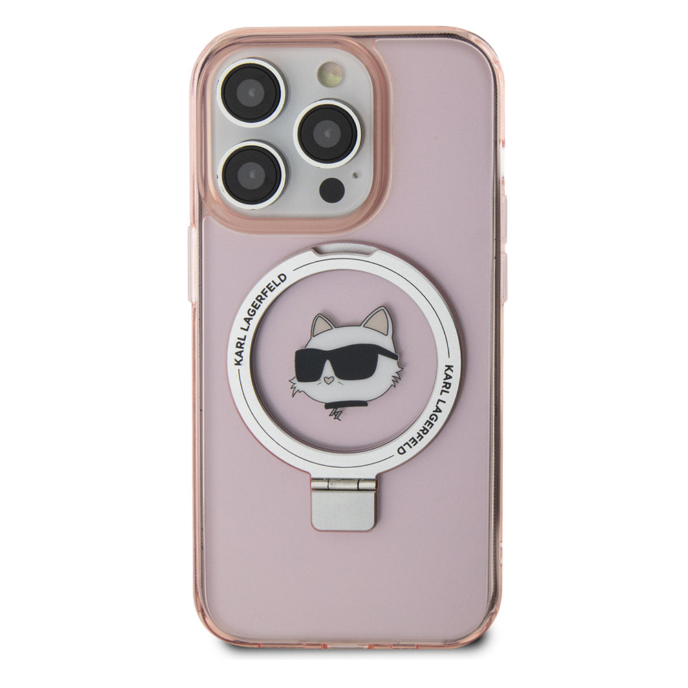 MagSafe cover til Apple iPhone 15 Pro, Karl Lagerfeld, Ring Stand Choupette's Head, Pink
