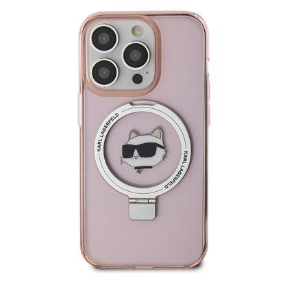 MagSafe cover til Apple iPhone 15 Pro, Karl Lagerfeld, Ring Stand Choupette's Head, Pink