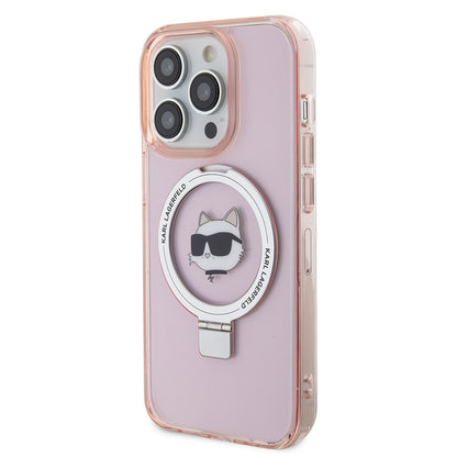 MagSafe cover til Apple iPhone 15 Pro, Karl Lagerfeld, Ring Stand Choupette's Head, Pink