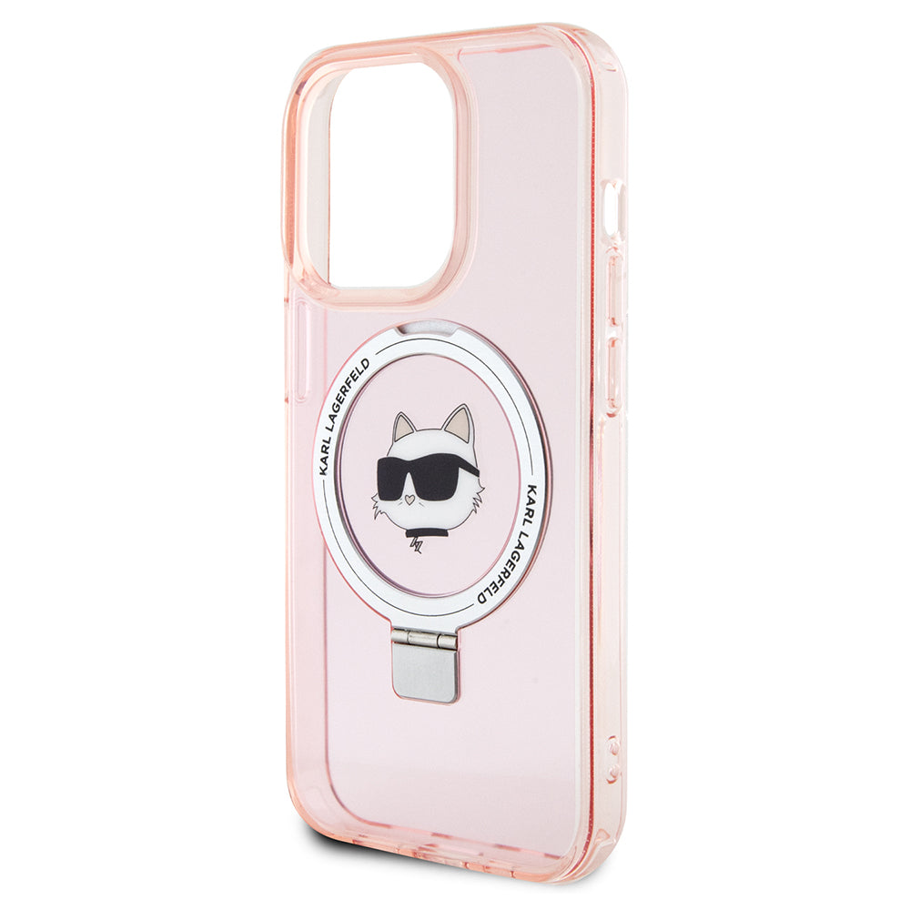 MagSafe cover til Apple iPhone 15 Pro, Karl Lagerfeld, Ring Stand Choupette's Head, Pink