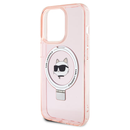 MagSafe cover til Apple iPhone 15 Pro, Karl Lagerfeld, Ring Stand Choupette's Head, Pink