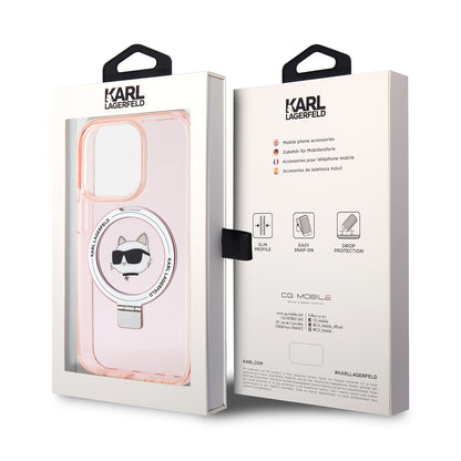 MagSafe cover til Apple iPhone 15 Pro, Karl Lagerfeld, Ring Stand Choupette's Head, Pink