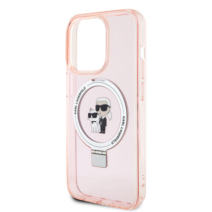 MagSafe cover til Apple iPhone 15 Pro, Karl Lagerfeld, Ring Stand Karl & Choupette, Pink