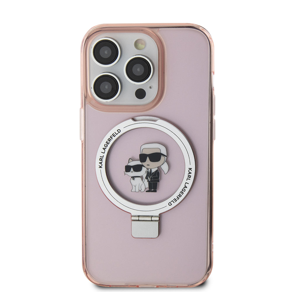 MagSafe cover til Apple iPhone 15 Pro, Karl Lagerfeld, Ring Stand Karl & Choupette, Pink