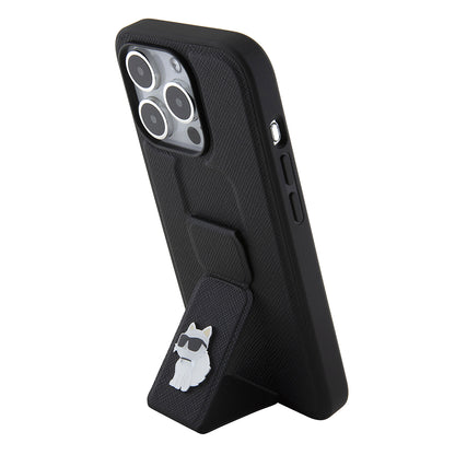 MagSafe cover til Apple iPhone 15 Pro, Karl Lagerfeld, Saffiano Gripstand Choupette, Sort