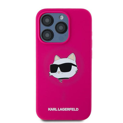 MagSafe cover til Apple iPhone 15 Pro, Karl Lagerfeld, Silicone Choupette's Head, Fuchsia