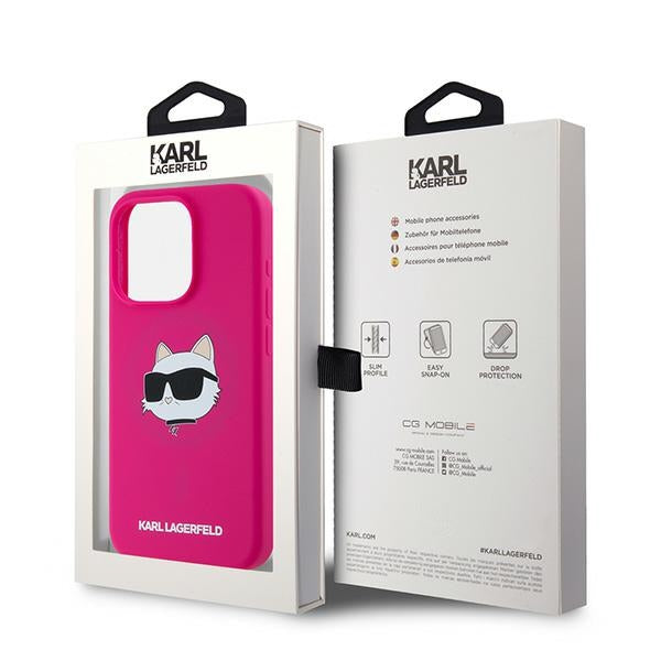 MagSafe cover til Apple iPhone 15 Pro, Karl Lagerfeld, Silicone Choupette's Head, Fuchsia
