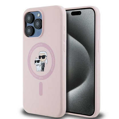 MagSafe cover til Apple iPhone 15 Pro, Karl Lagerfeld, Silicone Karl & Choupette, Pink
