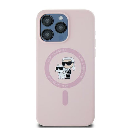 MagSafe cover til Apple iPhone 15 Pro, Karl Lagerfeld, Silicone Karl & Choupette, Pink
