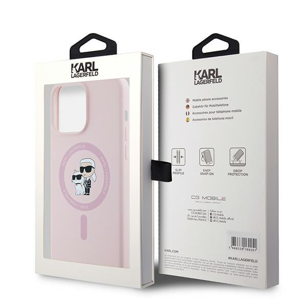 MagSafe cover til Apple iPhone 15 Pro, Karl Lagerfeld, Silicone Karl & Choupette, Pink