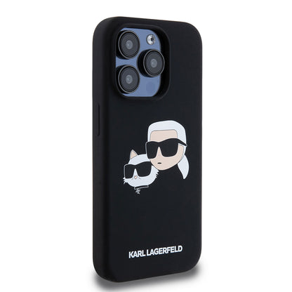 MagSafe cover til Apple iPhone 15 Pro, Karl Lagerfeld, Silicone Karl & Choupette's Heads, Sort