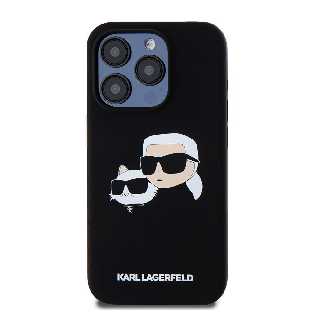 MagSafe cover til Apple iPhone 15 Pro, Karl Lagerfeld, Silicone Karl & Choupette's Heads, Sort