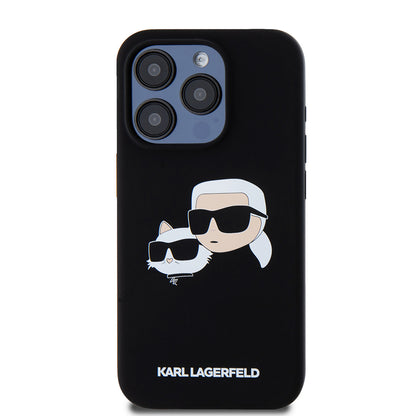 MagSafe cover til Apple iPhone 15 Pro, Karl Lagerfeld, Silicone Karl & Choupette's Heads, Sort