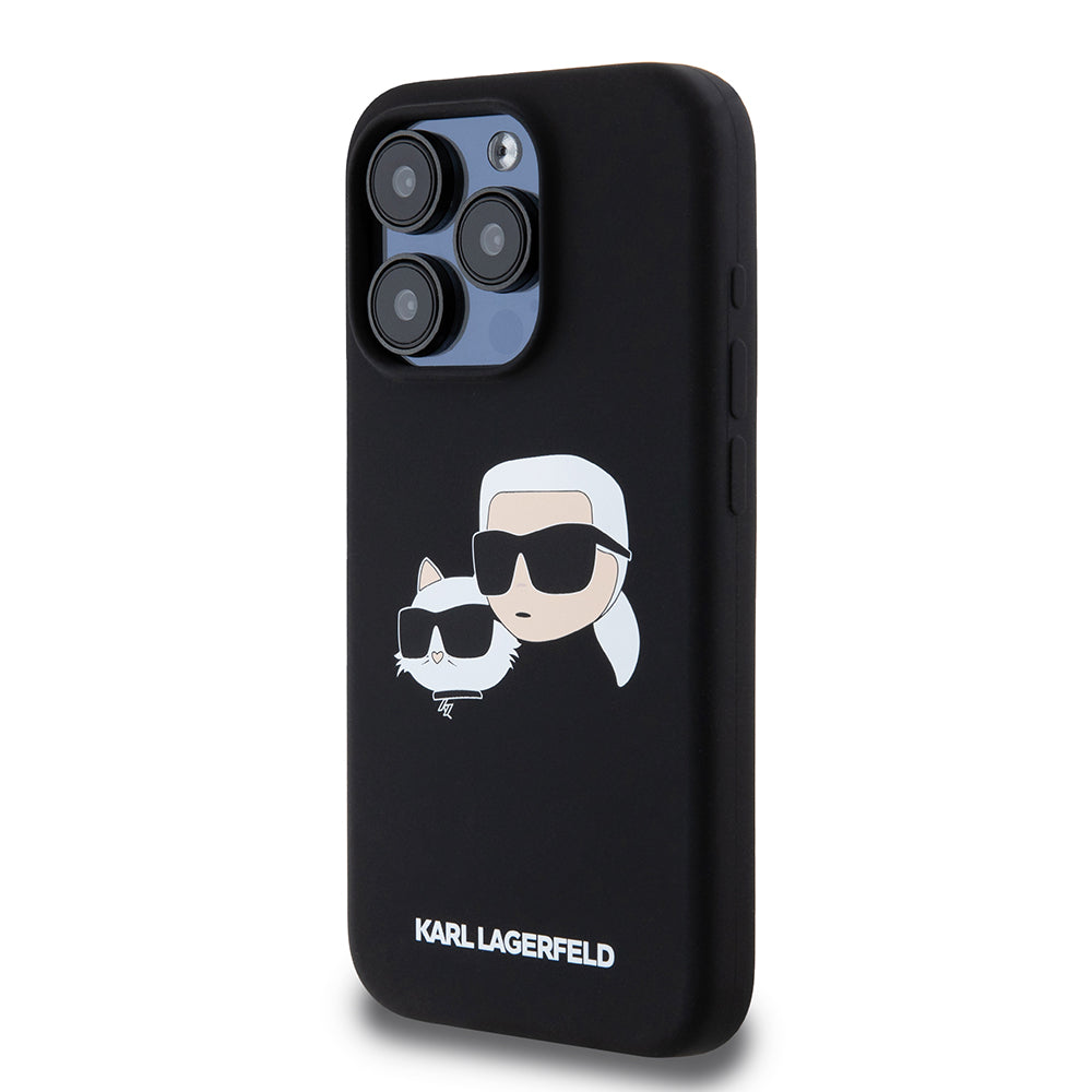 MagSafe cover til Apple iPhone 15 Pro, Karl Lagerfeld, Silicone Karl & Choupette's Heads, Sort