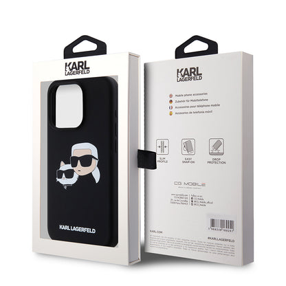 MagSafe cover til Apple iPhone 15 Pro, Karl Lagerfeld, Silicone Karl & Choupette's Heads, Sort