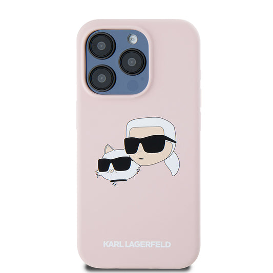 MagSafe cover til Apple iPhone 15 Pro, Karl Lagerfeld, Silicone Karl & Choupette's Heads, Pink