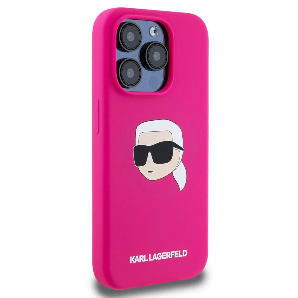 MagSafe cover til Apple iPhone 15 Pro, Karl Lagerfeld, Silicone Karl's Head, Fuchsia