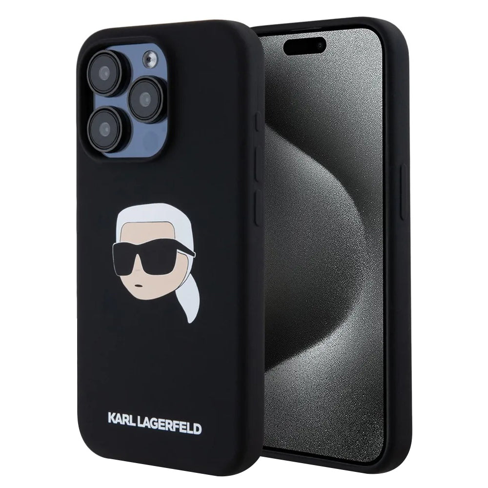 MagSafe cover til Apple iPhone 15 Pro, Karl Lagerfeld, Silicone Karl's Head, Sort