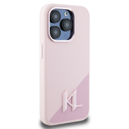 MagSafe cover til Apple iPhone 15 Pro, Karl Lagerfeld, Silicone Shadow Metal Initial, Pink