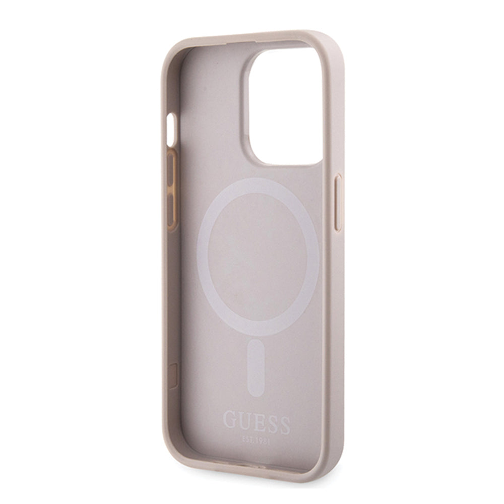 MagSafe Case for Apple iPhone 15 Pro Max, Guess, 4G Printed Stripes, Pink