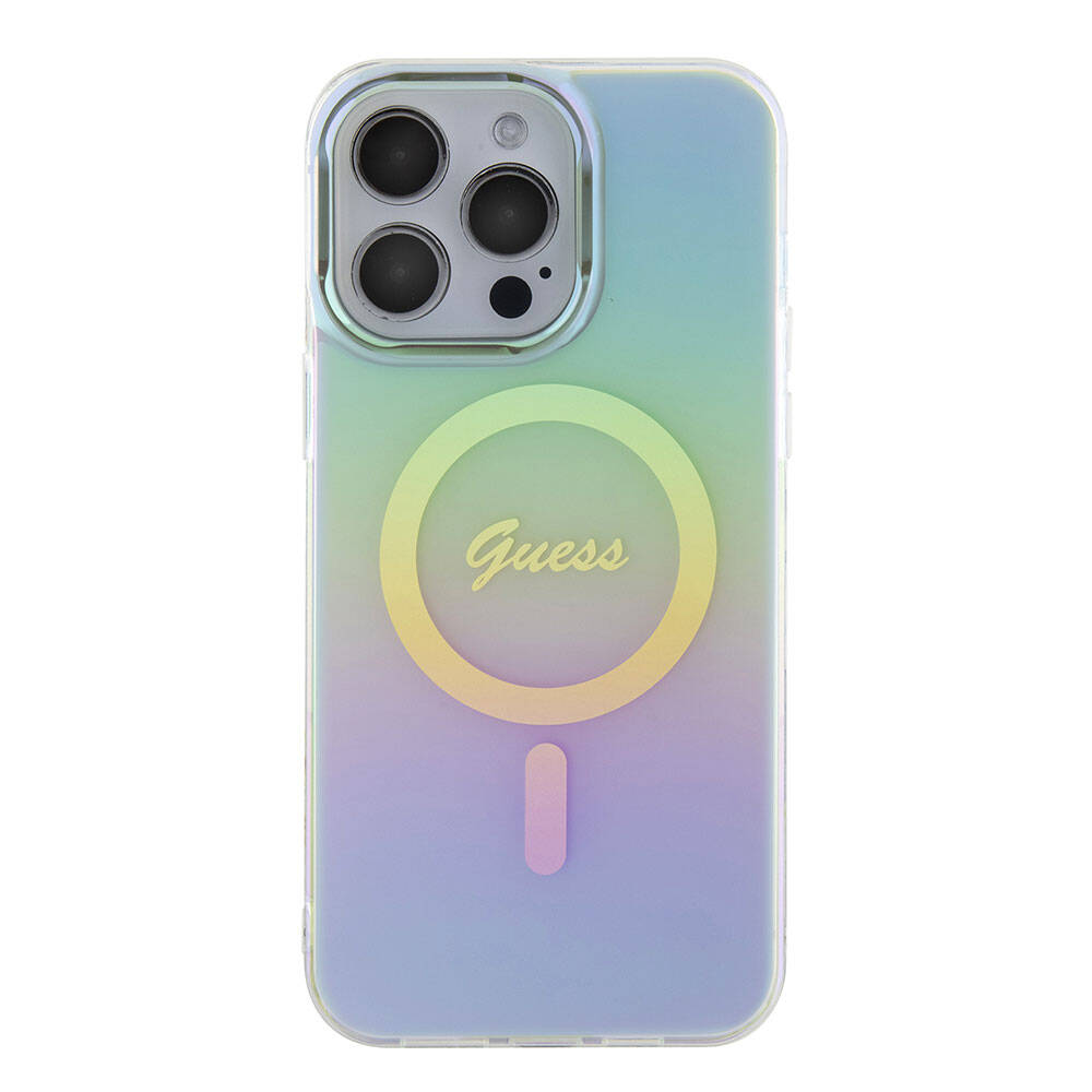 MagSafe cover til Apple iPhone 15 Pro Max, Guess, IML Iridescent, Turkis
