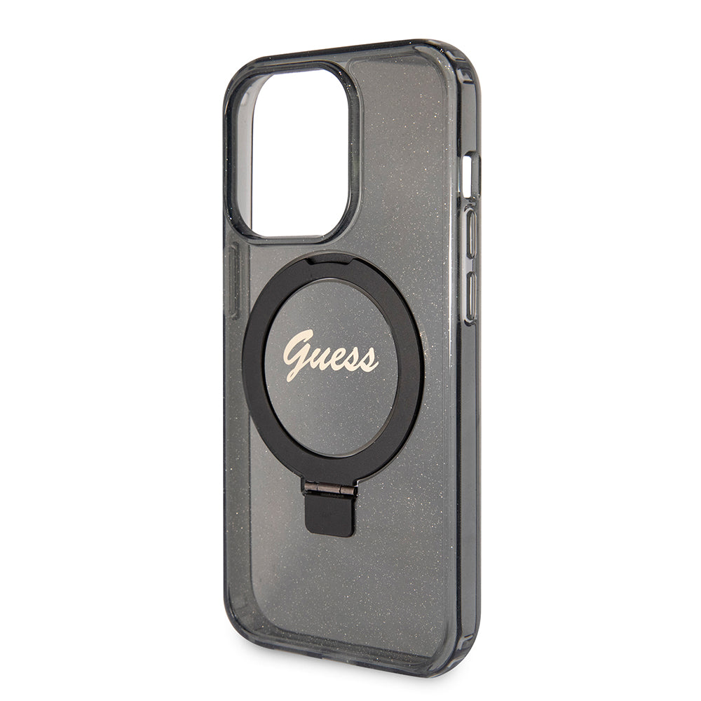 MagSafe cover til Apple iPhone 15 Pro Max, Guess, IML Ring Stand Glitter, Sort