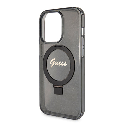 MagSafe cover til Apple iPhone 15 Pro Max, Guess, IML Ring Stand Glitter, Sort