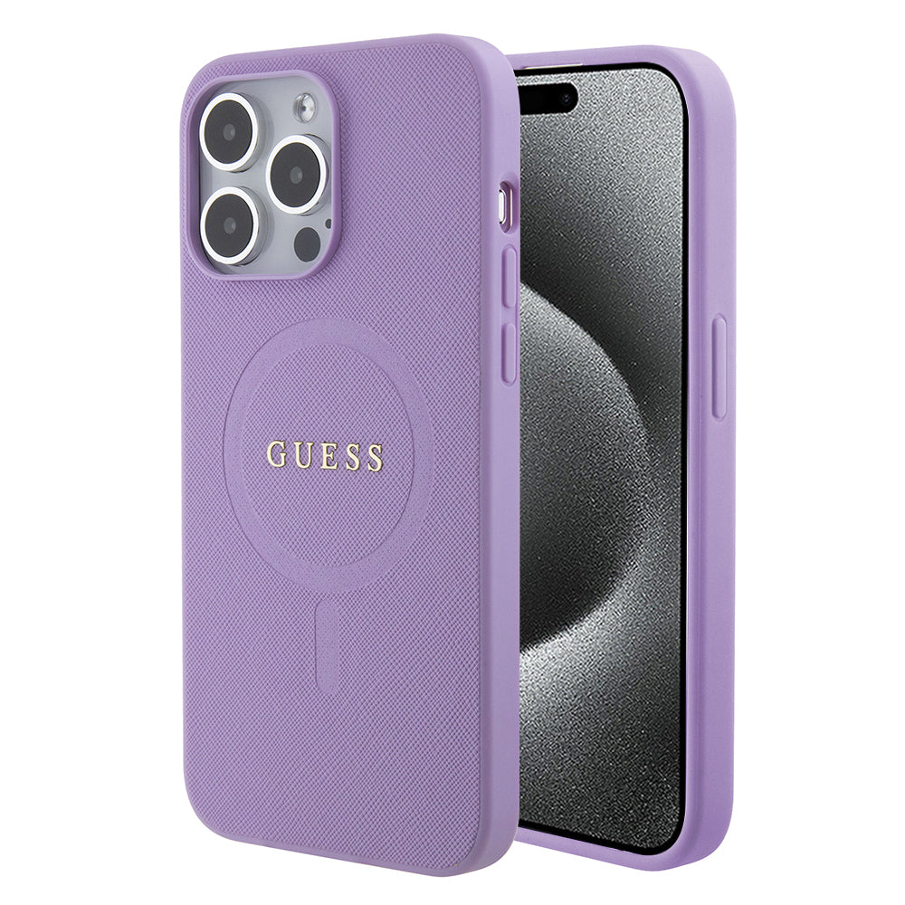 MagSafe cover til Apple iPhone 15 Pro Max, Guess, Saffiano, Lilla