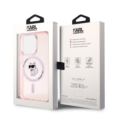 MagSafe Case for Apple iPhone 15 Pro Max, Karl Lagerfeld, IML Choupette, Pink