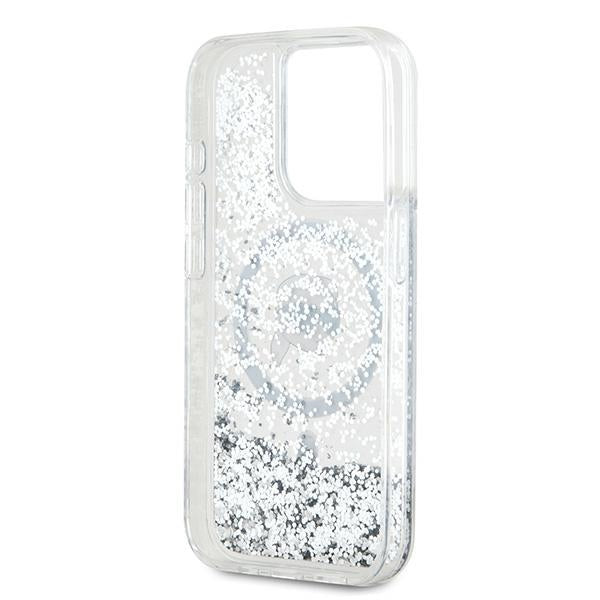 MagSafe cover til Apple iPhone 15 Pro Max, Karl Lagerfeld, Liquid Glitter Karl's Head, Transparent