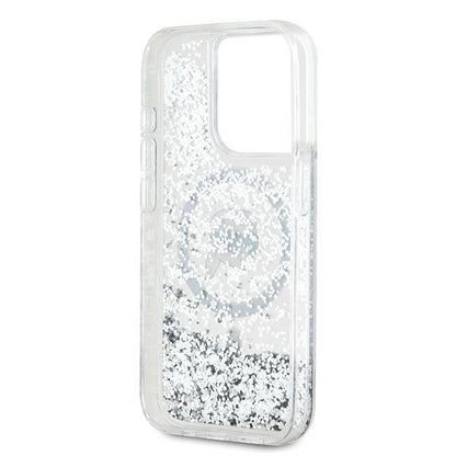 MagSafe cover til Apple iPhone 15 Pro Max, Karl Lagerfeld, Liquid Glitter Karl's Head, Transparent