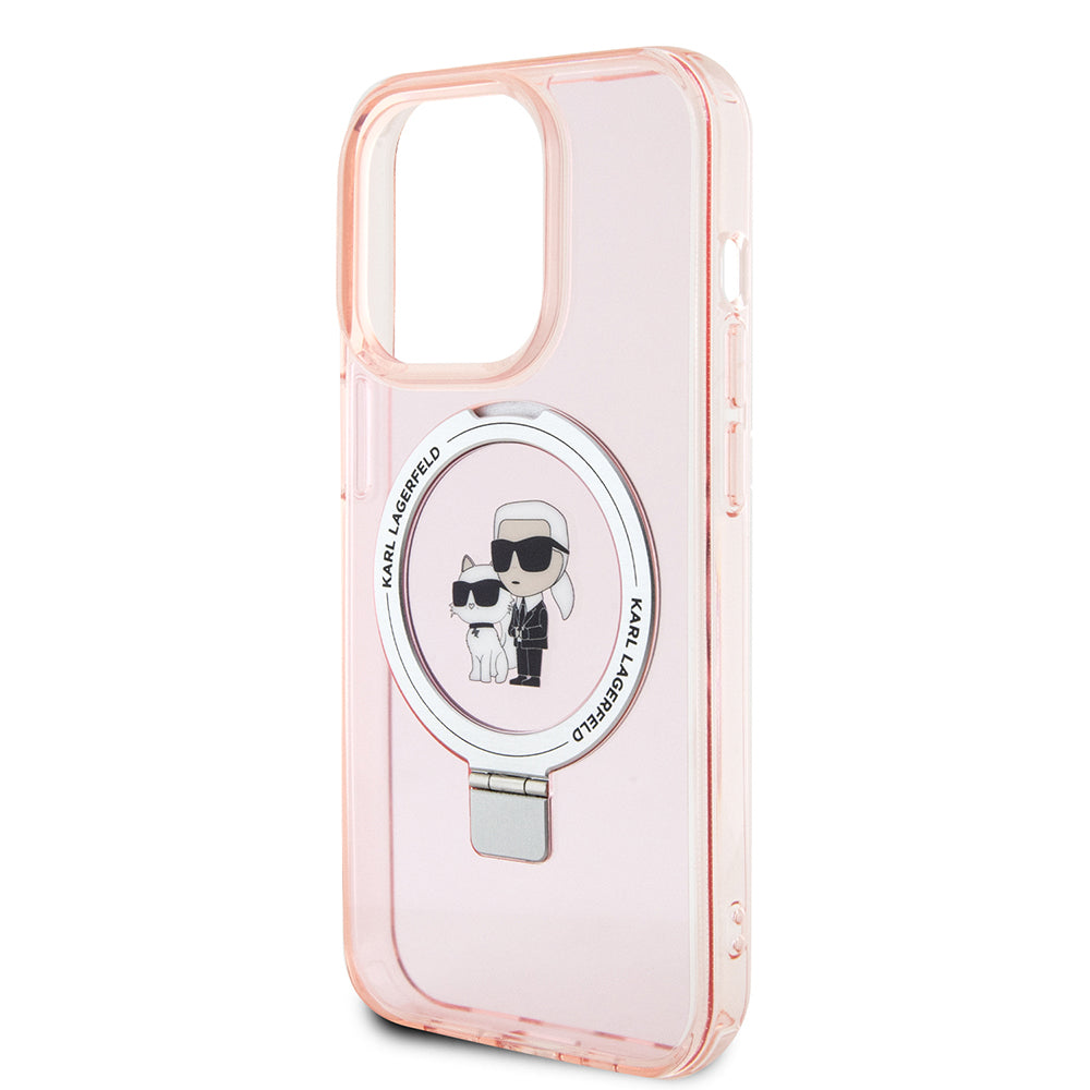 MagSafe cover til Apple iPhone 15 Pro Max, Karl Lagerfeld, Ring Stand Karl & Choupette, Pink