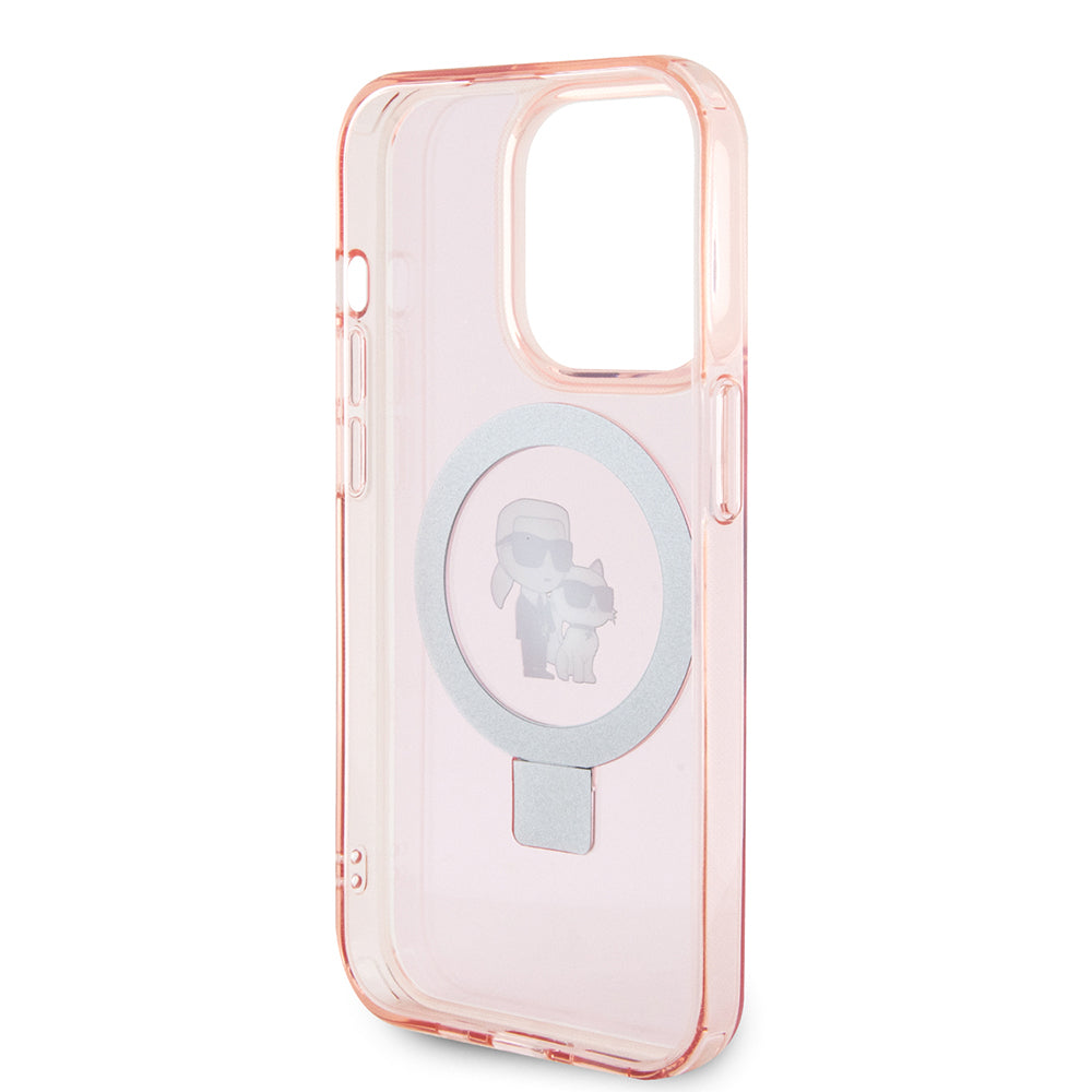 MagSafe cover til Apple iPhone 15 Pro Max, Karl Lagerfeld, Ring Stand Karl & Choupette, Pink