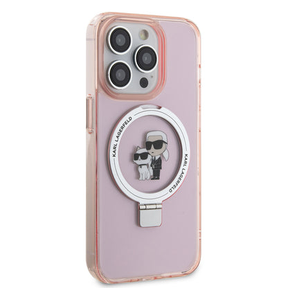 MagSafe cover til Apple iPhone 15 Pro Max, Karl Lagerfeld, Ring Stand Karl & Choupette, Pink