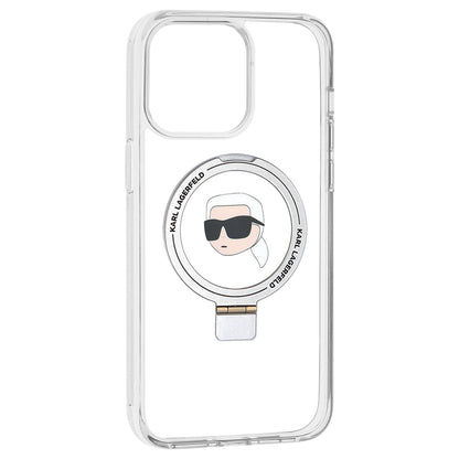 MagSafe cover til Apple iPhone 15 Pro Max, Karl Lagerfeld, Ring Stand Karl's Head, Hvid