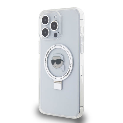 MagSafe cover til Apple iPhone 15 Pro Max, Karl Lagerfeld, Ring Stand Karl's Head, Hvid