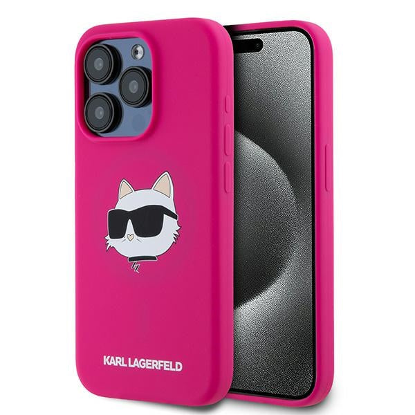 MagSafe cover til Apple iPhone 15 Pro Max, Karl Lagerfeld, Silicone Choupette's Head, Fuchsia
