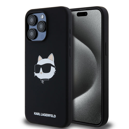 MagSafe cover til Apple iPhone 15 Pro Max, Karl Lagerfeld, Silicone Choupette's Head, Sort