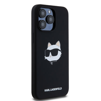MagSafe cover til Apple iPhone 15 Pro Max, Karl Lagerfeld, Silicone Choupette's Head, Sort