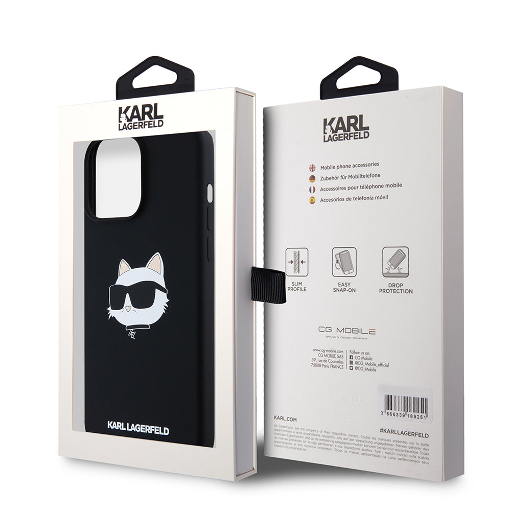 MagSafe cover til Apple iPhone 15 Pro Max, Karl Lagerfeld, Silicone Choupette's Head, Sort