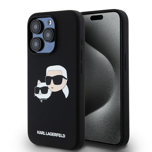 MagSafe cover til Apple iPhone 15 Pro Max, Karl Lagerfeld, Silicone Karl & Choupette, Sort