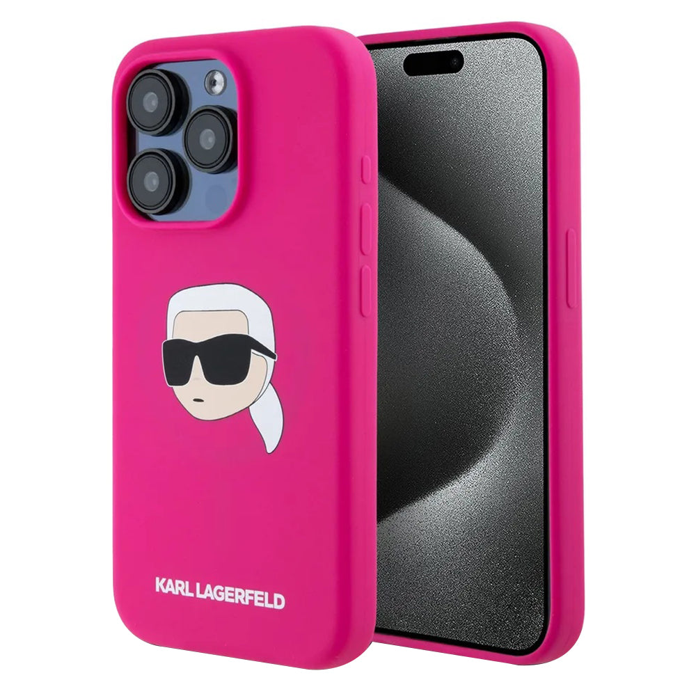 MagSafe cover til Apple iPhone 15 Pro Max, Karl Lagerfeld, Silicone Karl's Head, Fuchsia